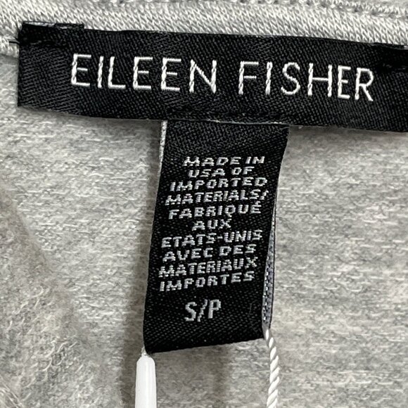 Eileen Fisher  Fleece Cardigan S Gray Hooded Open Front Athleisure Minimalist - Picture 9 of 11
